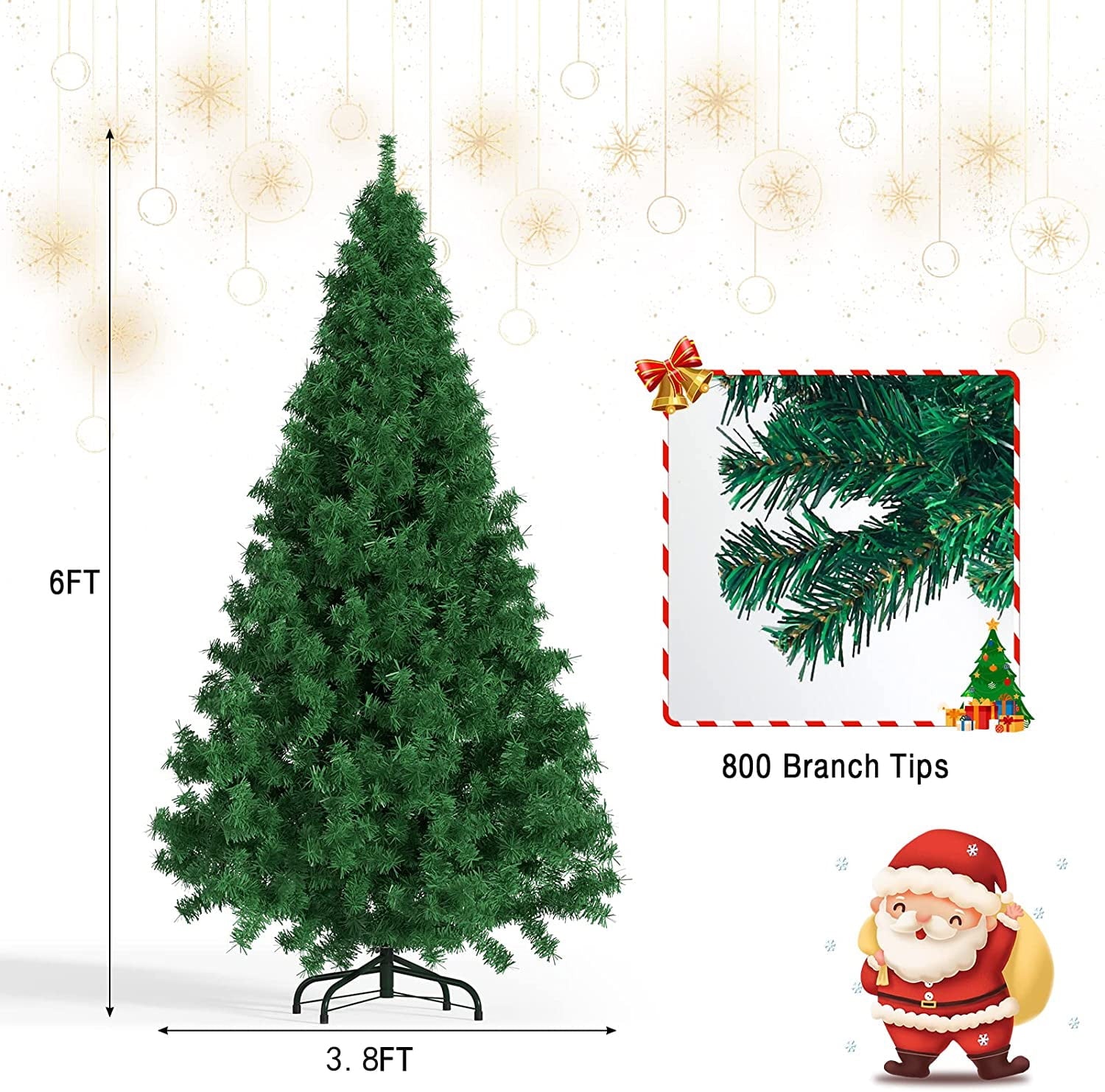 GIVIMO 6ft Artificial Christmas Tree for Home Office Party Holiday Decoration, Green
