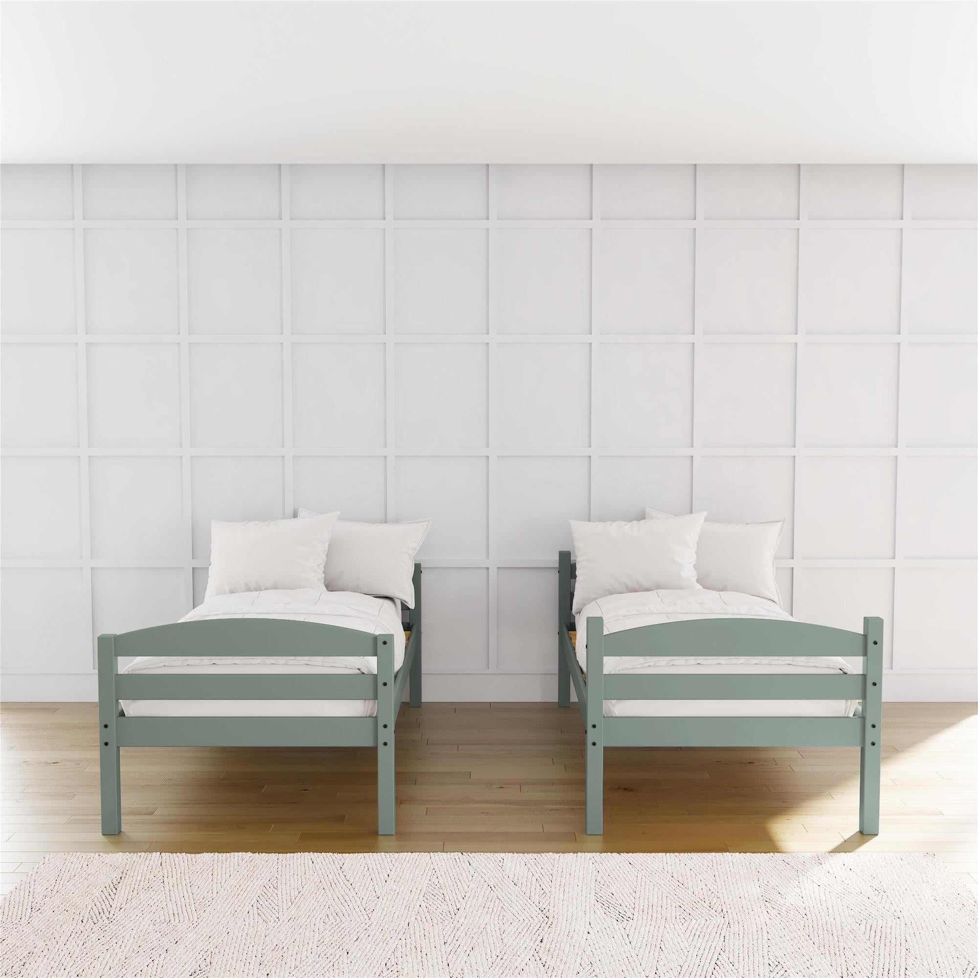 Better Homes & Gardens Leighton Solid Wood Twin-over-Twin Convertible Bunk Bed, Sage Green