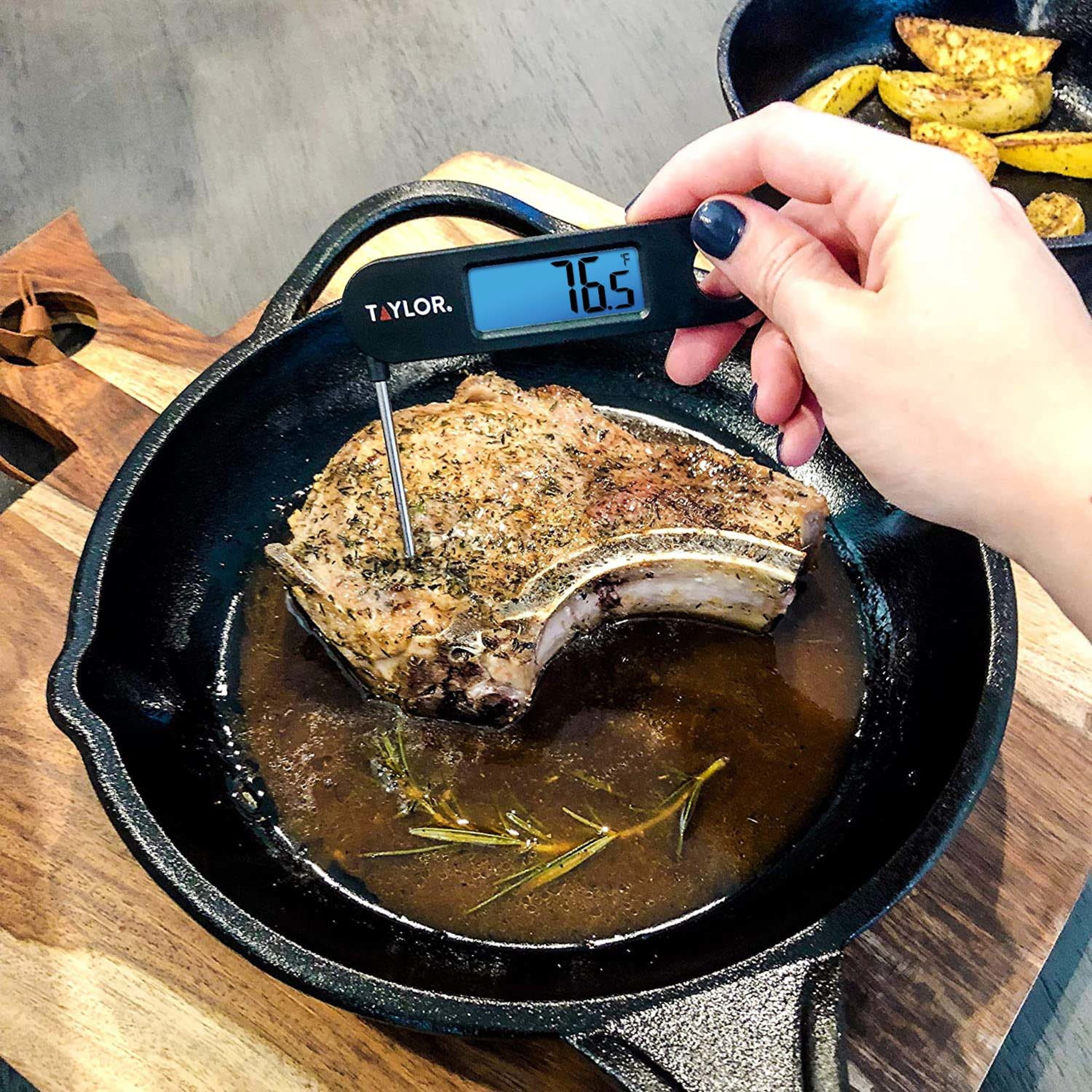 Digital Folding Probe Meat Thermometer with Blue Backlight Display