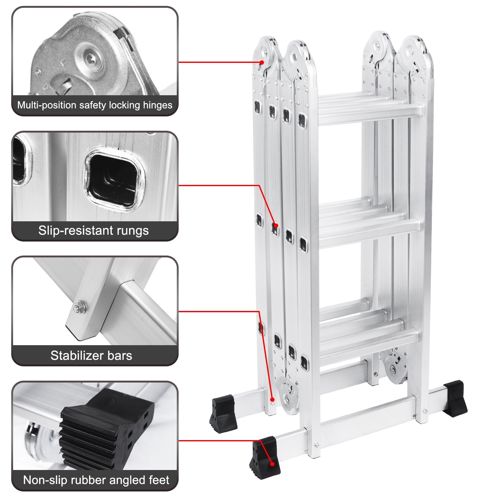 Comie 330lb 12.5ft Multi Purpose Aluminum Folding Step Ladder