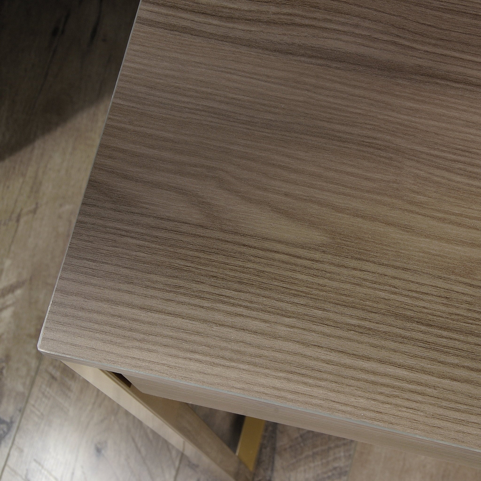 Sauder 426429 International Lux Single Pedestal Desk, Diamond Ash Finish