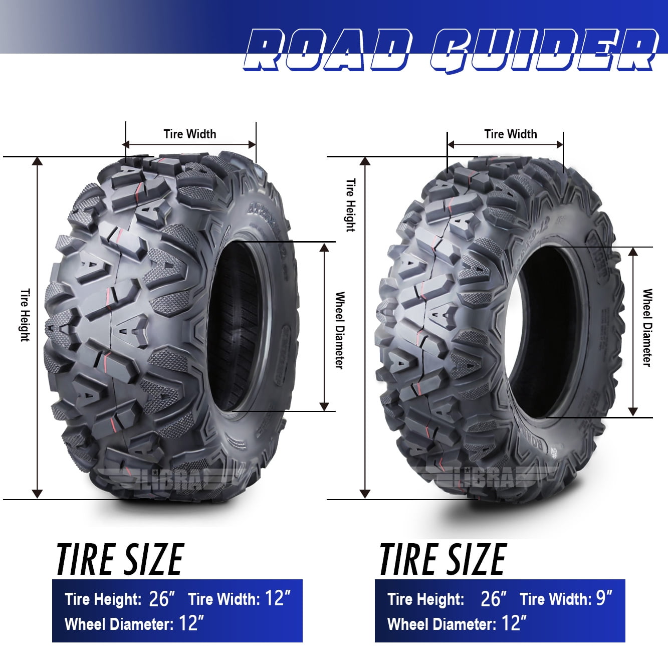 Set 4 ATV UTV Mud Tires 26x9-12 26x9x12 Front & 26x12-12 26x12x12 Rear 6PR