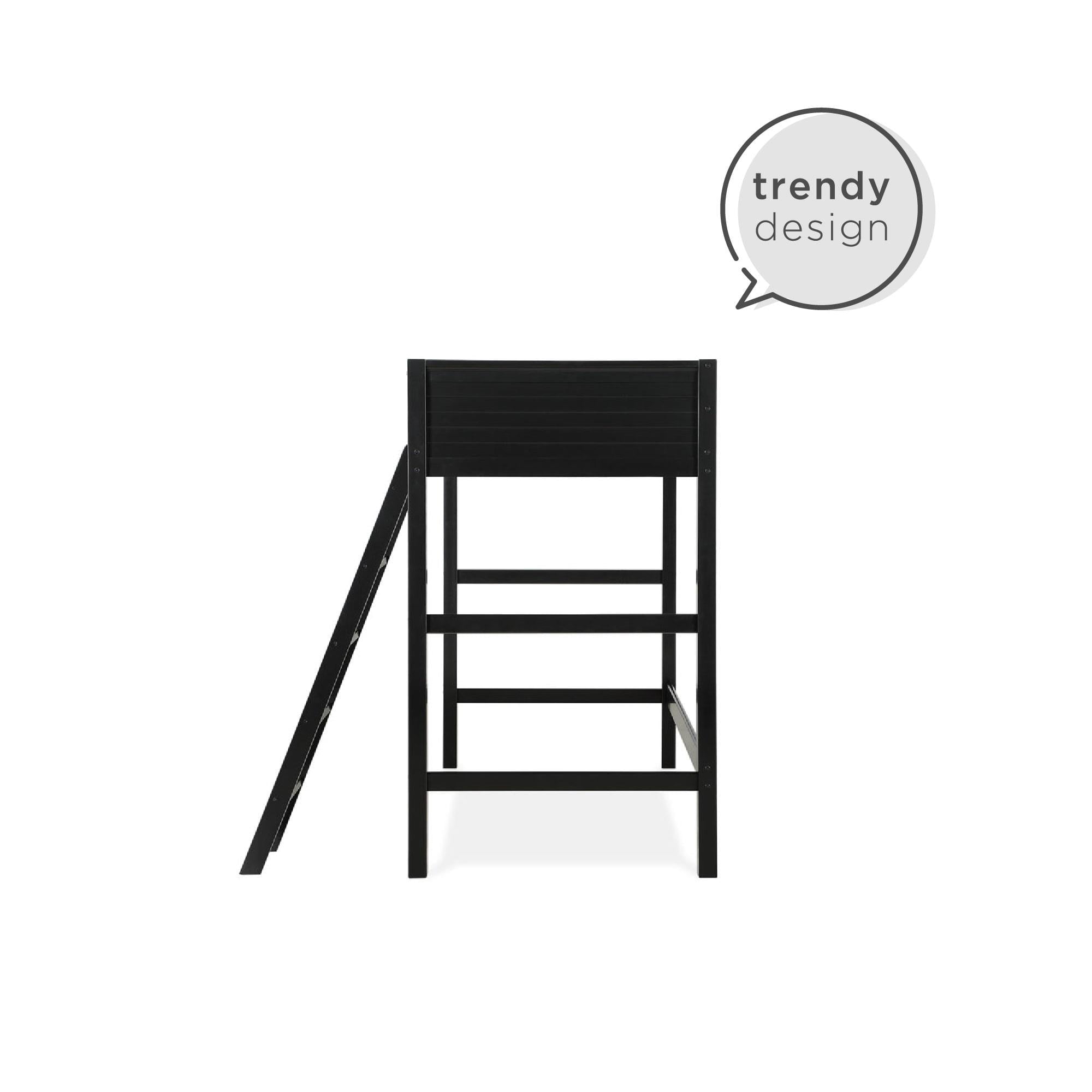 Your Zone Kiarah Twin Loft Bed with Ladder, Black