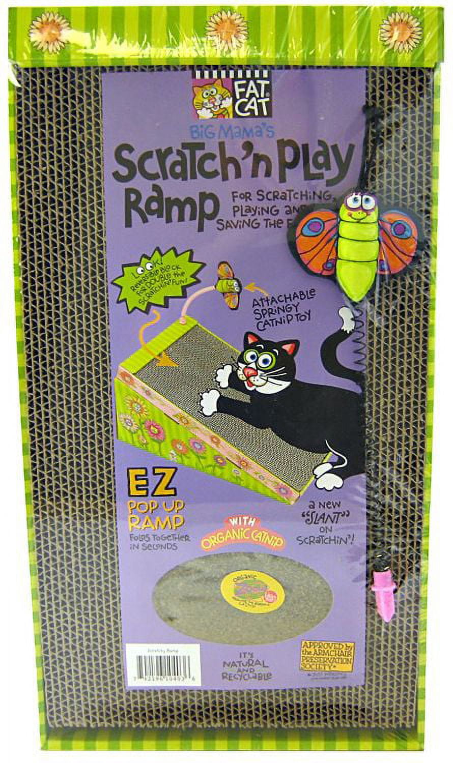 Petmate FAT CAT Big Mama's Scratch 'n Play Ramp Reversible Cardboard Toy