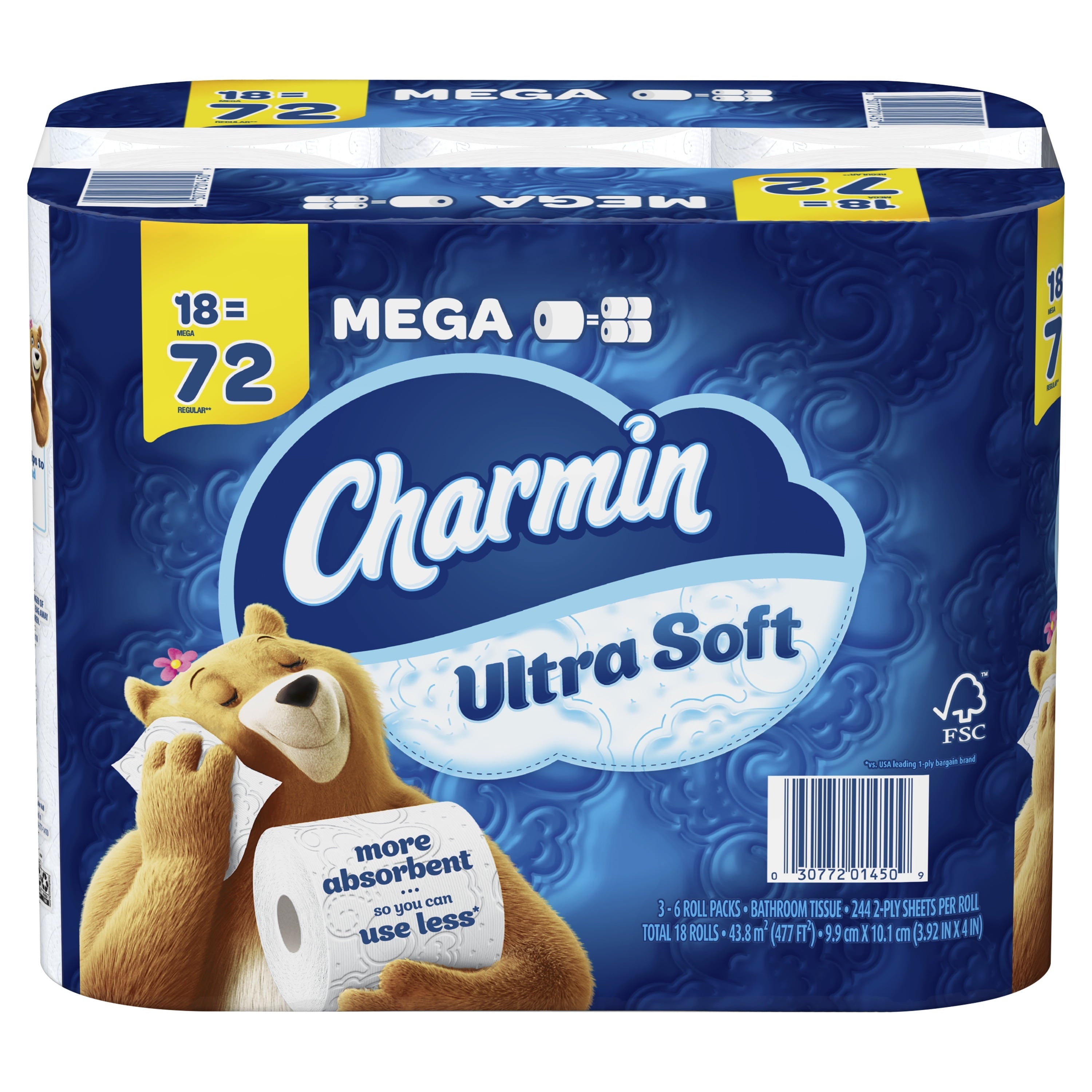 Charmin Ultra Soft Toilet Paper, 18 Mega Rolls