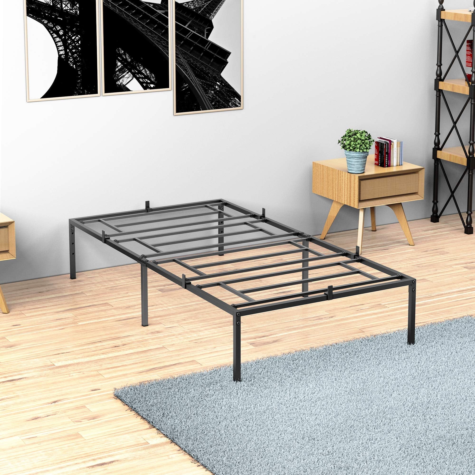 Danolapsi Full Size Metal Bed Frame-Simple and Atmospheric Platform,No Box Spring Needed,14 Inch Platform Bed Frame,Storage Space Under The Heavy Duty Frame Bed,Noise Free, Easy Assembly,Black
