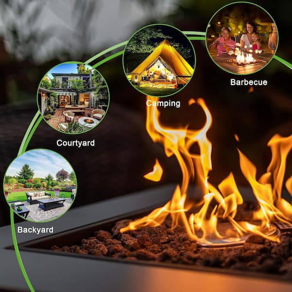 28 in. 50000 BTU Metal Propane Fire Pit Table (Black)