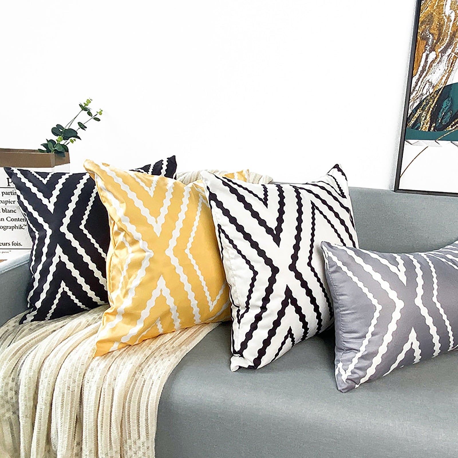 huntermoon Outdoor Pillow Covers Waterproof Decorative Pillowcase Pillowslip 20X20 Inch Green Polka Dot Oil-proof Machine Washable