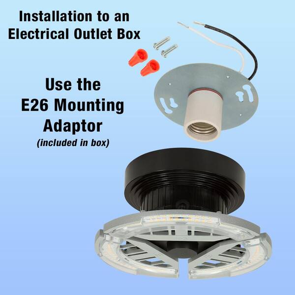 7 in. Spin Light 3 Adjustable Heads 3500 Lumens LED Flush Mount Garage Light and Basement - Screws into Lampholder