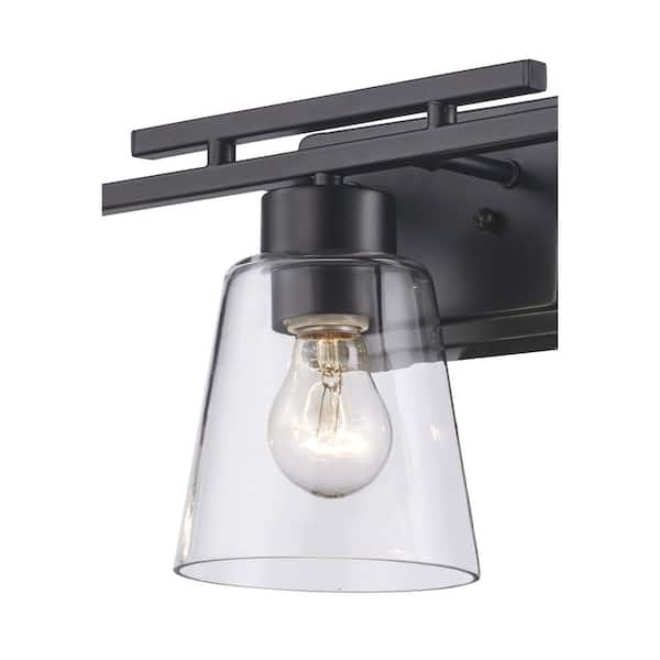 Abbedale 23.38 in. 3-Light Black Bathroom Vanity Light Fixture with Clear Glass Shades