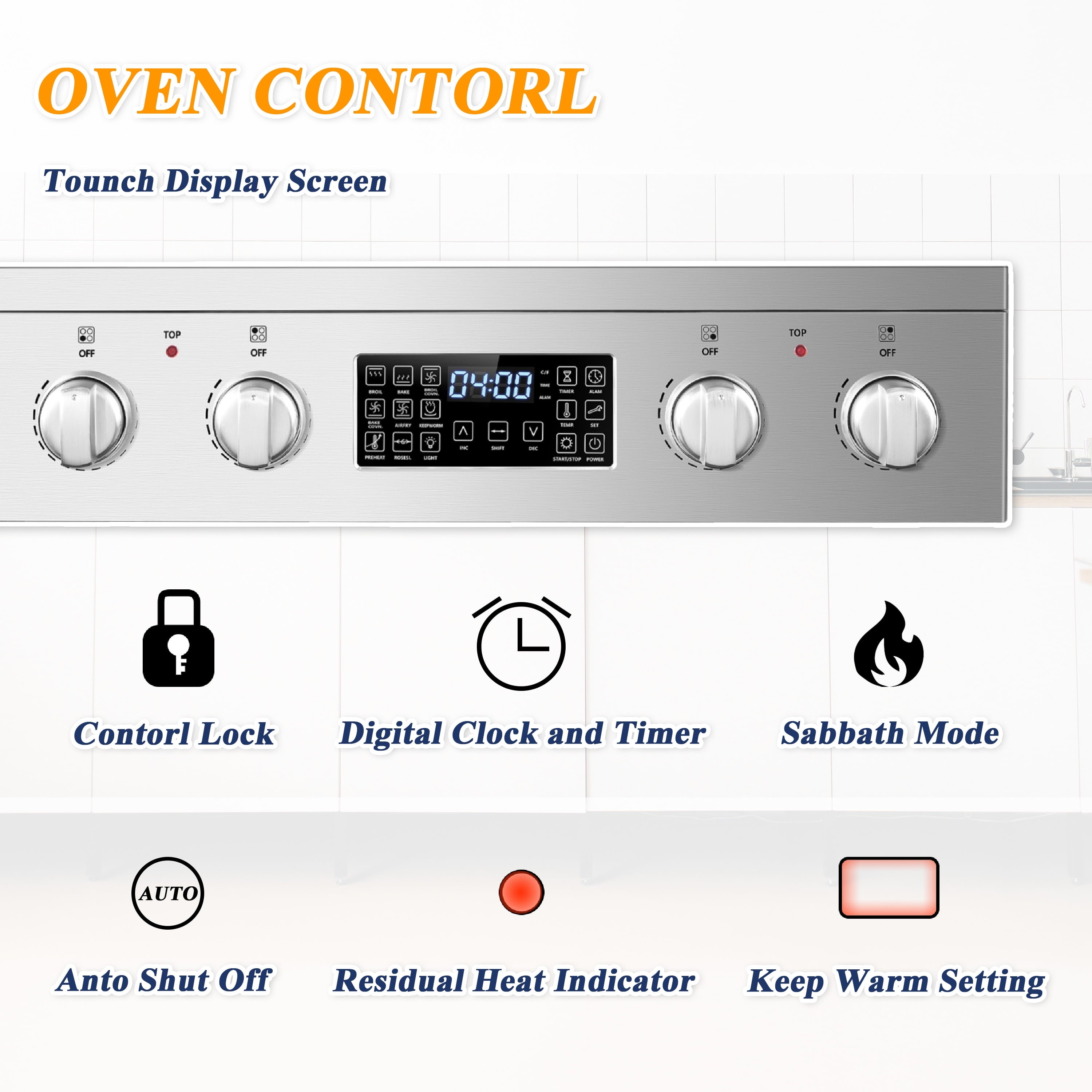 Lanbo 24 inch 2.9 Cu.ft Freestanding Electric Range with Air Fry, Rotisserie and  Convection Oven