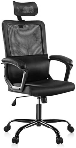 Ergonomic High Back Office Chair with Padded Lumbar Support, Headrest, Comfortab