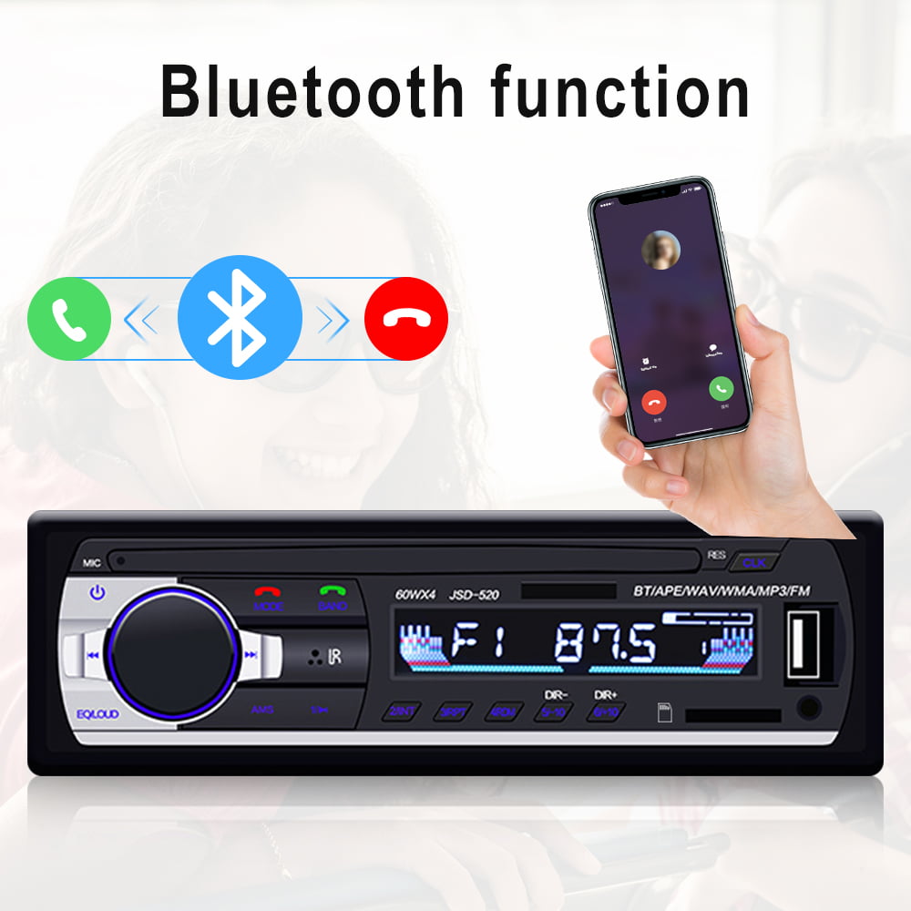 Podofo 1 DIN Car Stereo 12V Bluetooth FM Radio In-Dash Single Din Car Audio Player Digital Audio Music Car MP3 Player USB/SD/AUX-IN