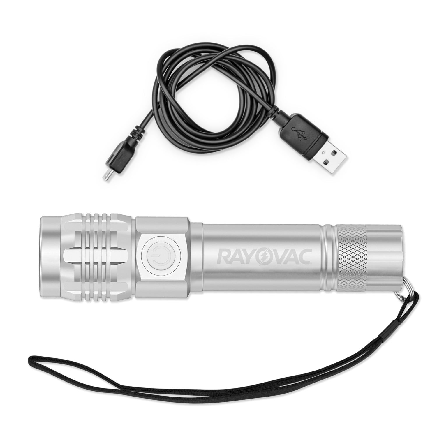 Rayovac Metal Rechargeable LED Flashlight with USB Charging Cable, 300 Lumens, 18650 Battery