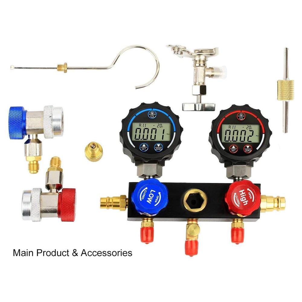 Elitech DMG-1 Digital AC Manifold Gauge Set with R410a Adapter
