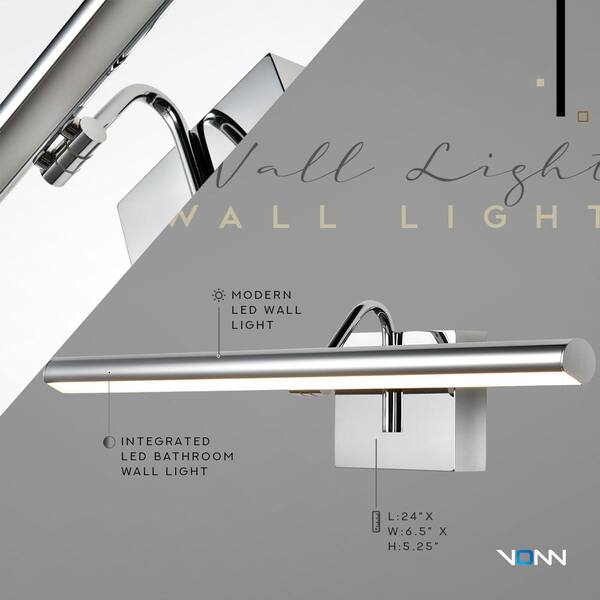 Procyon 24 in. ETL Certified Integrated LED Bathroom Lighting Fixture in Polished Chrome