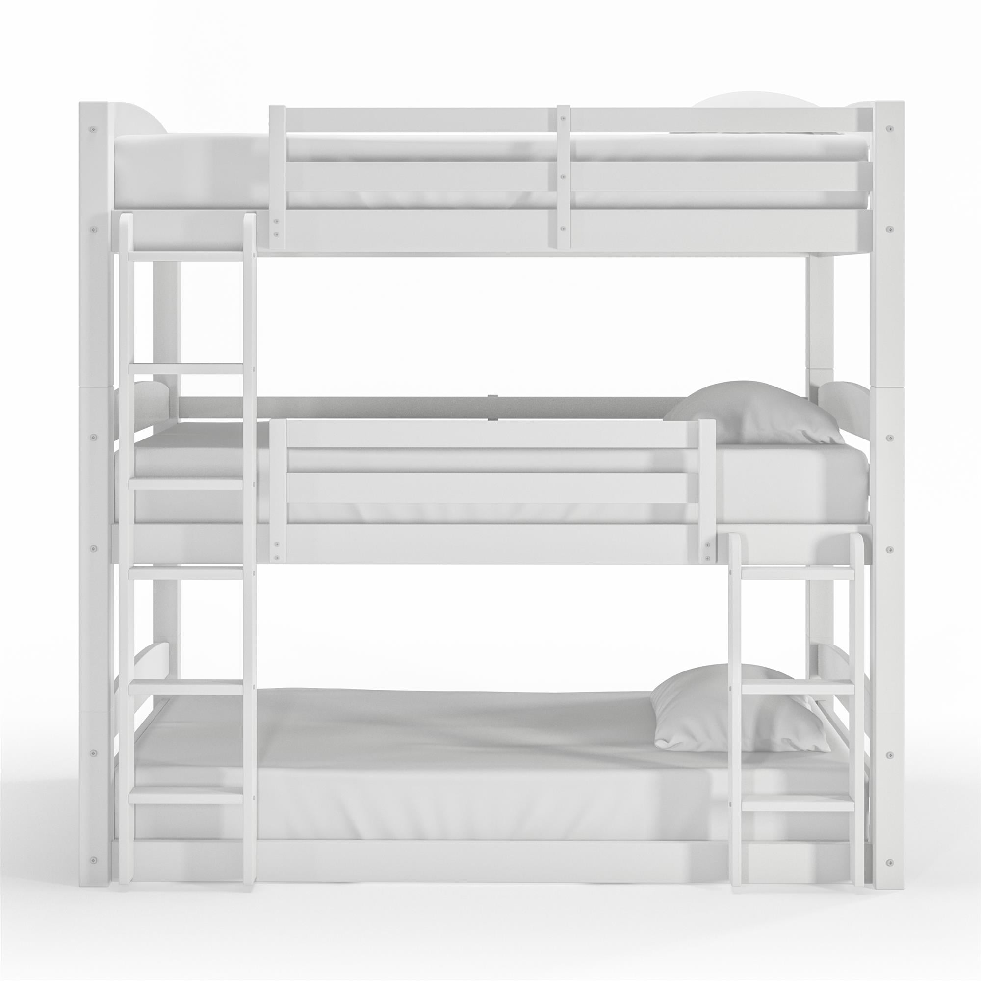 Better Homes and Gardens Tristan Kids' Convertible Triple Bunk Bed, Twin Over Twin Over Twin, White