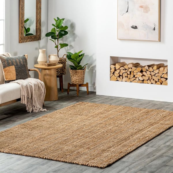 Ashli Solid Jute Natural 8 ft. x 10 ft. Area Rug