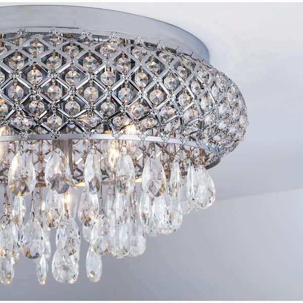 Jackson 5-Light 19.7 in. Chrome Flush Mount With Crystal Shade