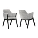 Renzo Blue Fabric and Walnut Wood Dining Side Chairs - Set of 2