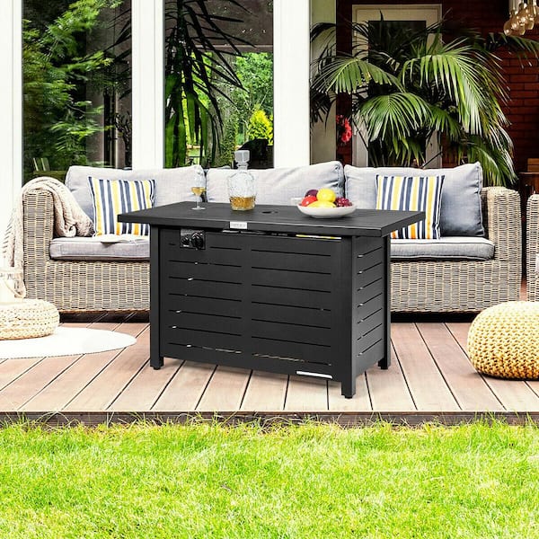 42 in. Rectangular Metal Propane Gas Fire Pit 60,000 Btu Heater Outdoor Table W/Cover
