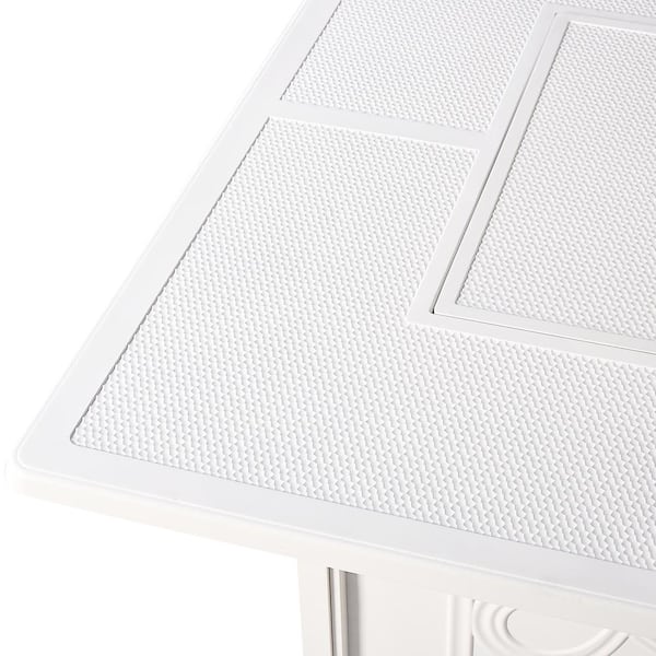 42 in. x 42 in. White Square Aluminum Propane Fire Pit Table with Glass Beads, 2 Covers, Lid, 55,000 BTUs