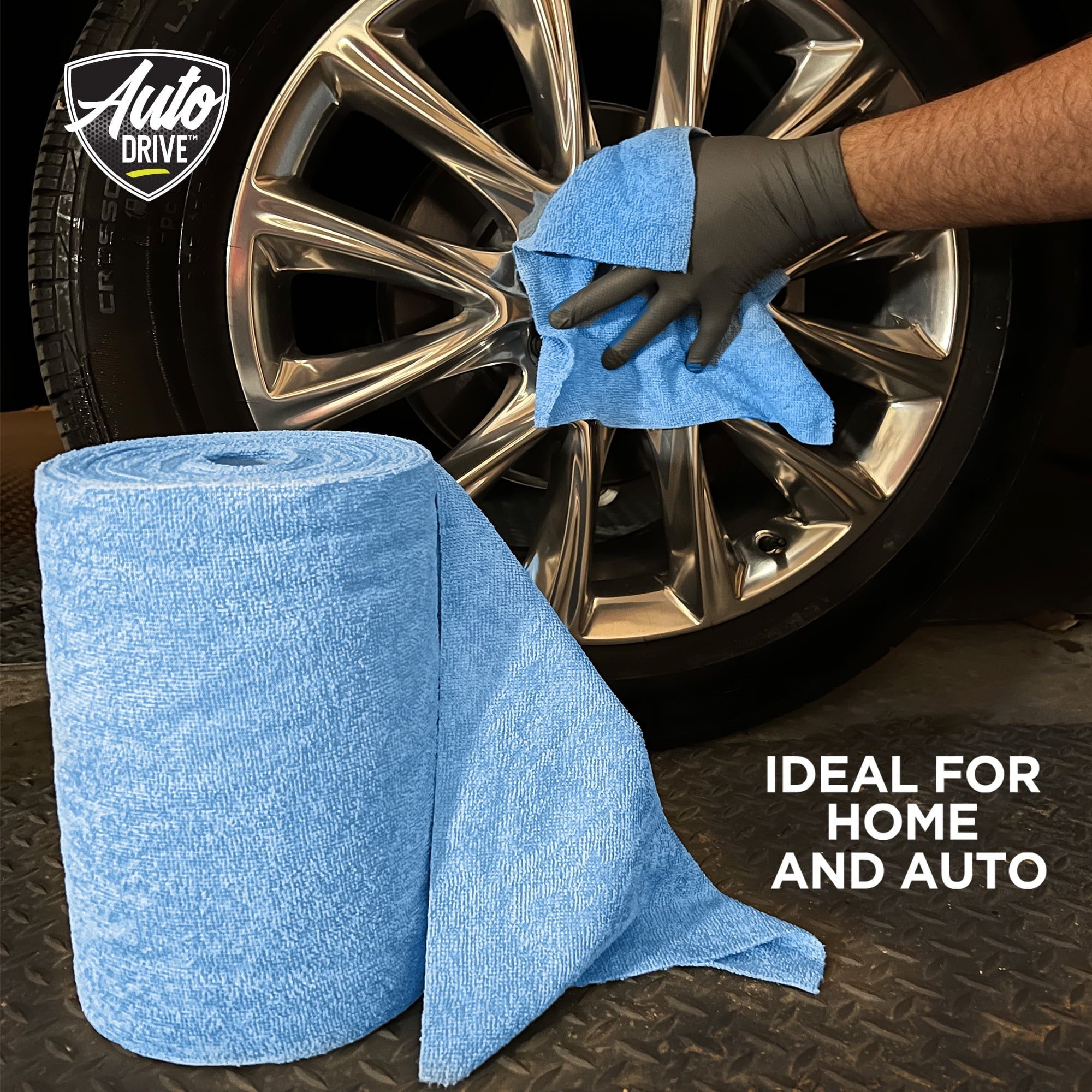 Auto Drive Tear Away Multi-Purpose Microfiber Towels on a Roll, Cleaning 75 Pack