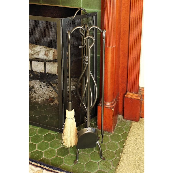 30 in. Tall 5-Piece Graphite Helix Fireplace Tool Set
