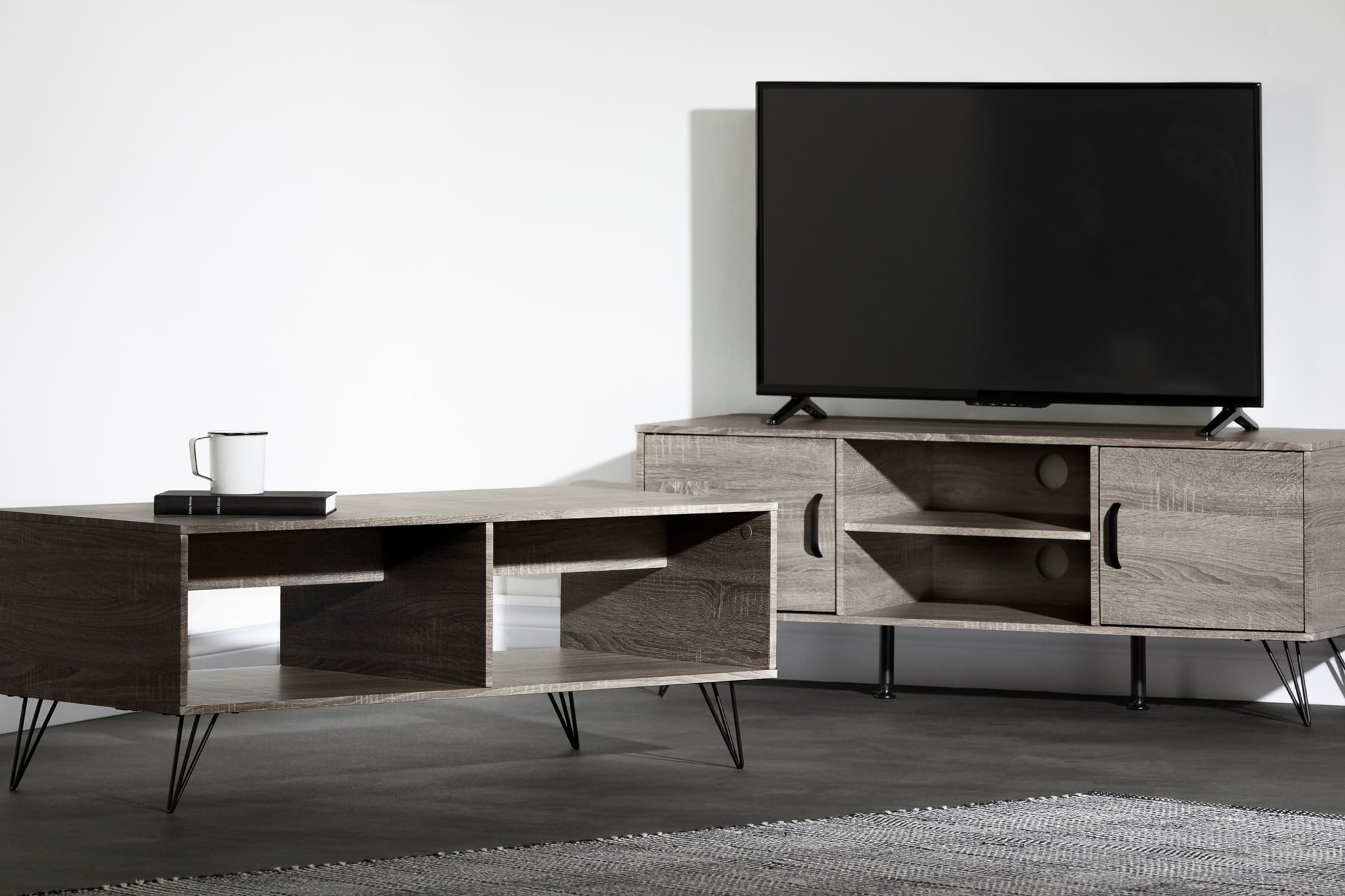 South Shore Evane Coffee Table with Storage, Oak Camel