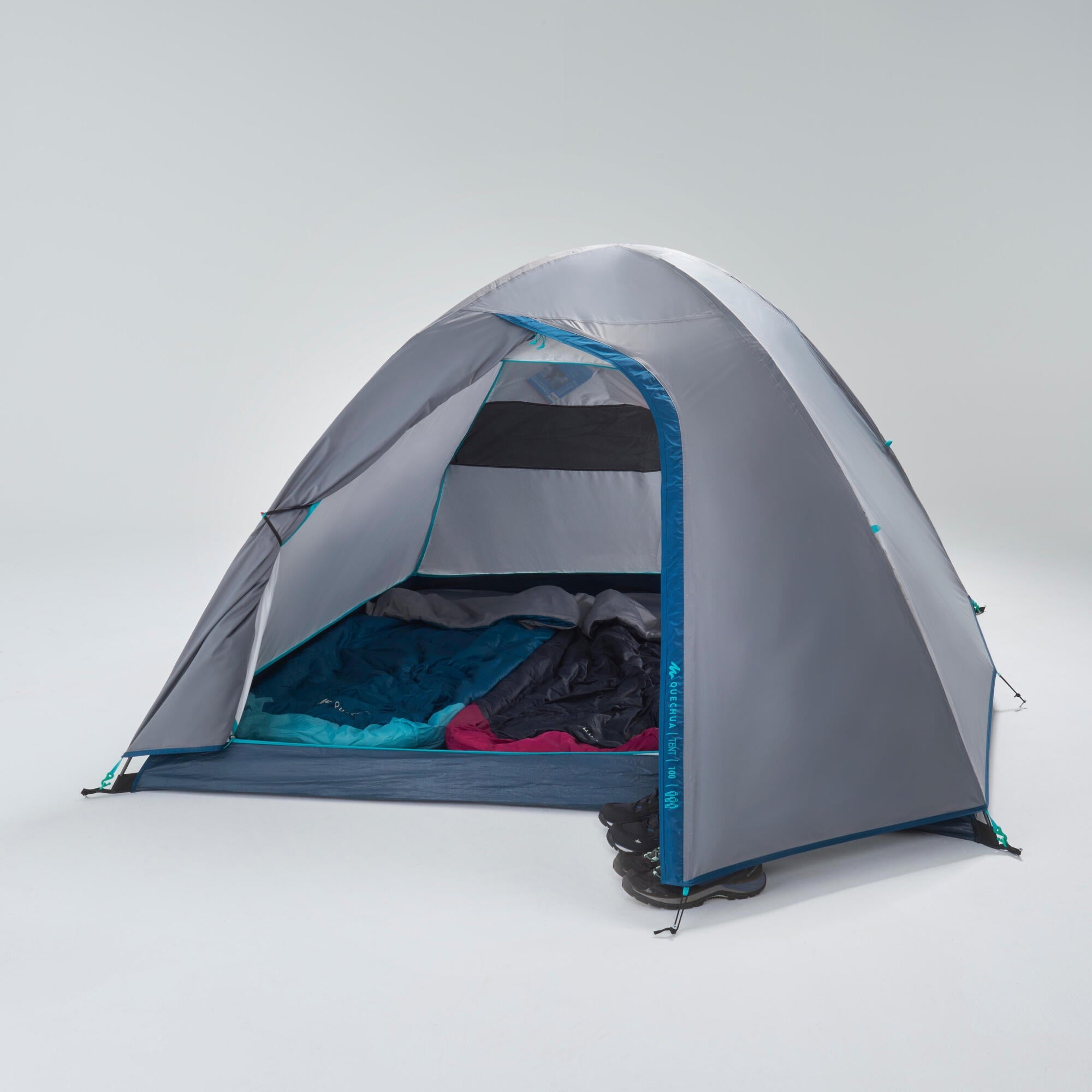 Decathlon Quechua MH100, 3 Person Dome Camping Tent, Waterproof, Gray