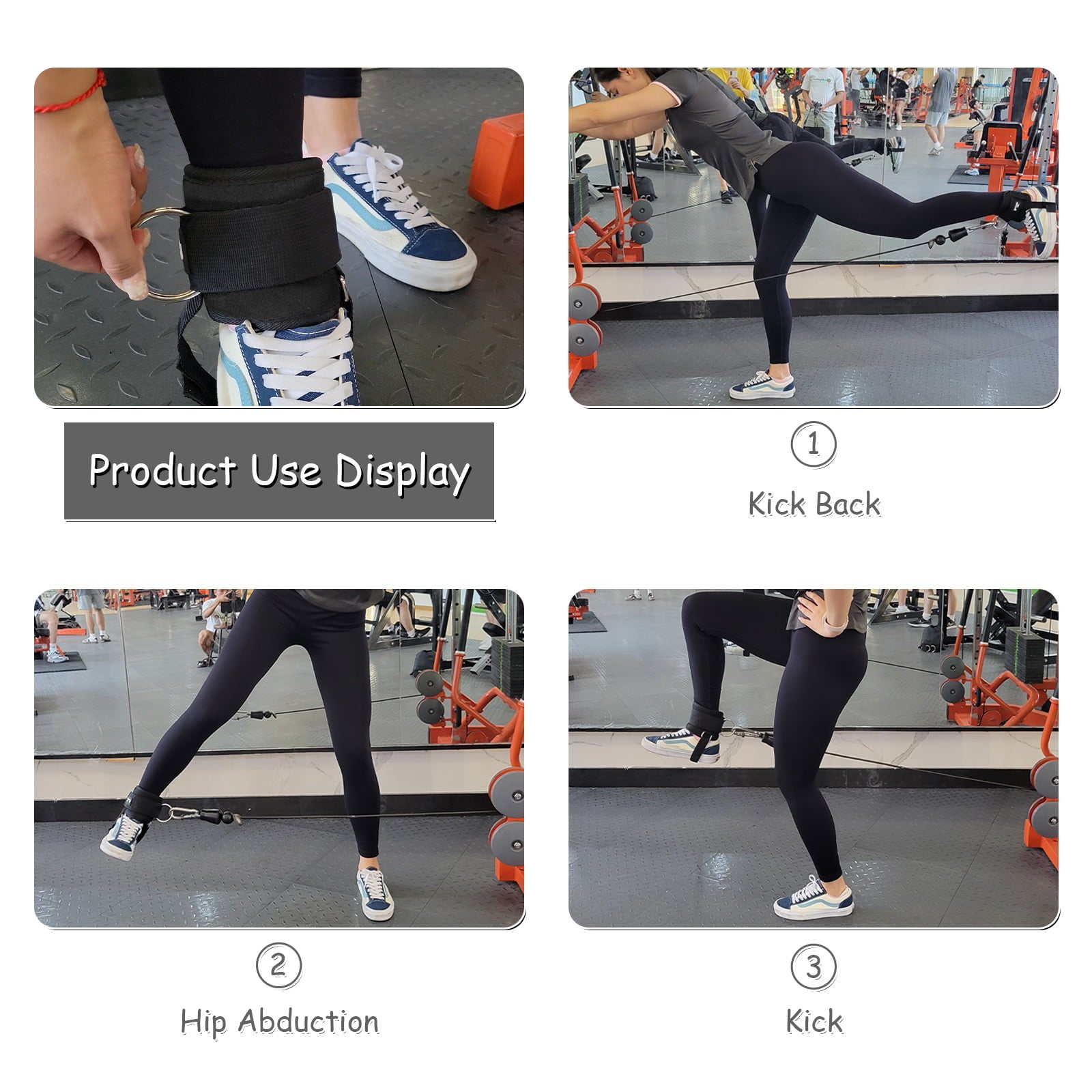 Prebene Ankle Strap for Cable Machines, Adaptive O-ring for Glute & Leg Workouts, Adjustable Ankle Cuffs for Kickbacks, Hip Abductors, Leg Extensions, Lower Body Exercises, Fit Women & Men