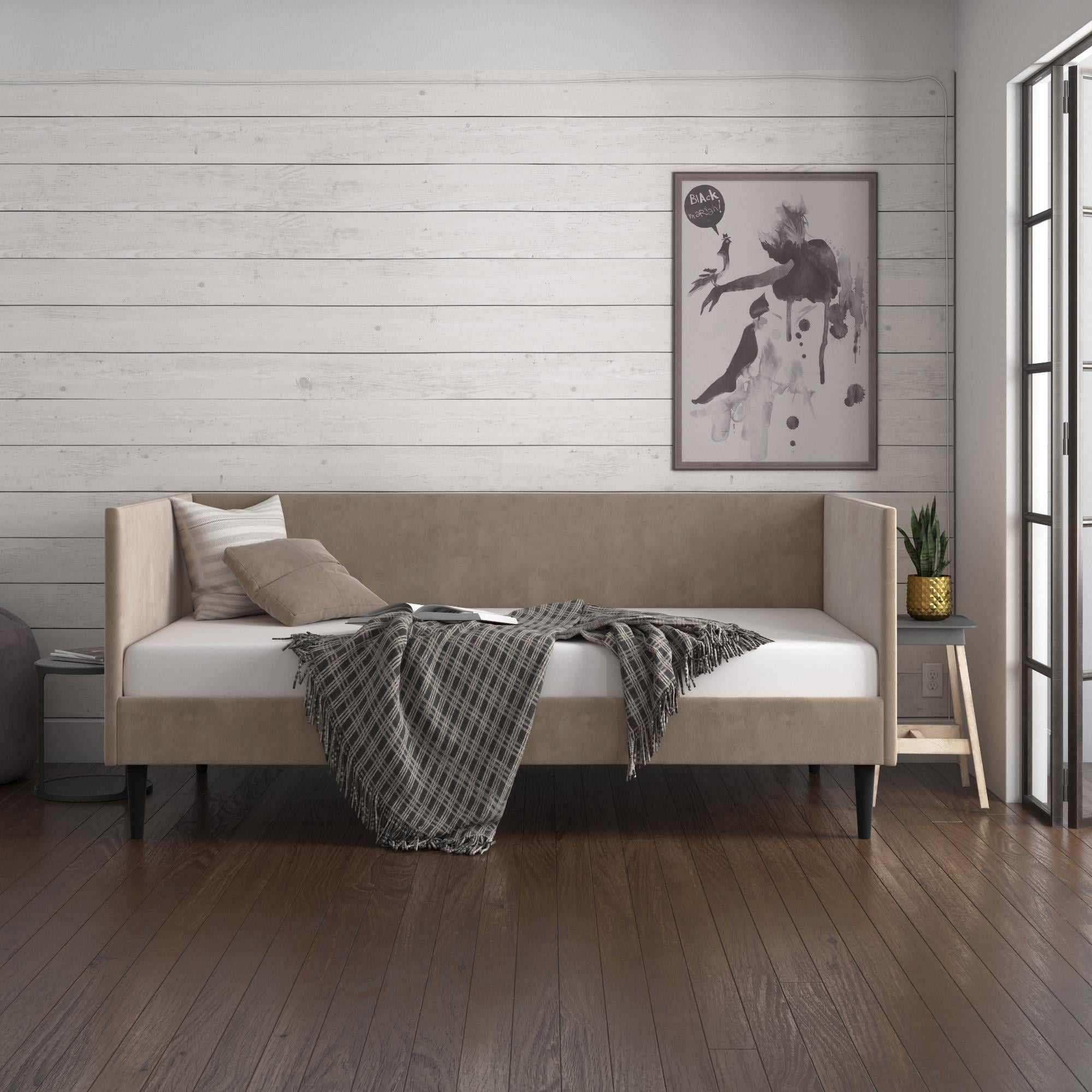 Bellamy Studios Flora Mid Century Daybed, Twin, Tan Velvet