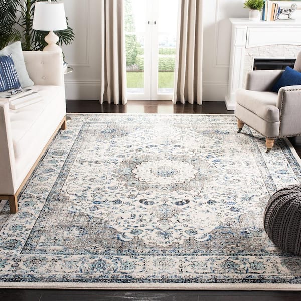 Evoke Gray/Ivory 8 ft. x 10 ft. Border Area Rug