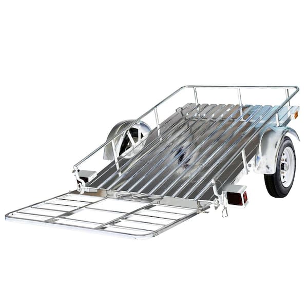 4 ft. x 6 ft. 1,295 lbs. Payload Capacity Open Rail Galvanized Steel Utility Flatbed Trailer
