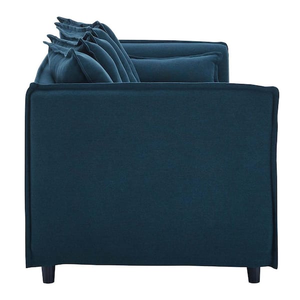 Avalon 75 in. Azure Slipcover Velvet 3-Seats Sofa with Dense Foam Padding