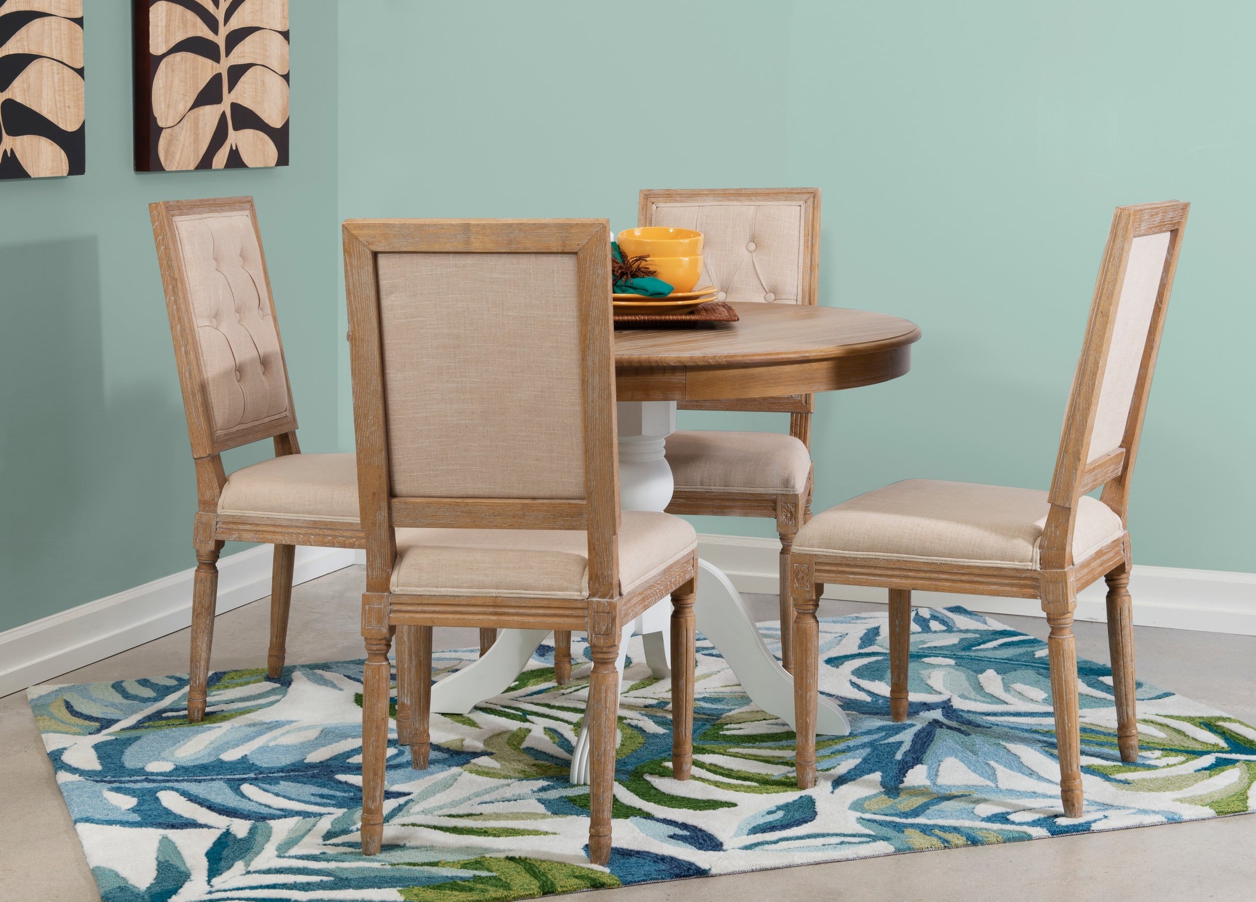 Linon Tobin  Pedestal Dining Table - Natural/White