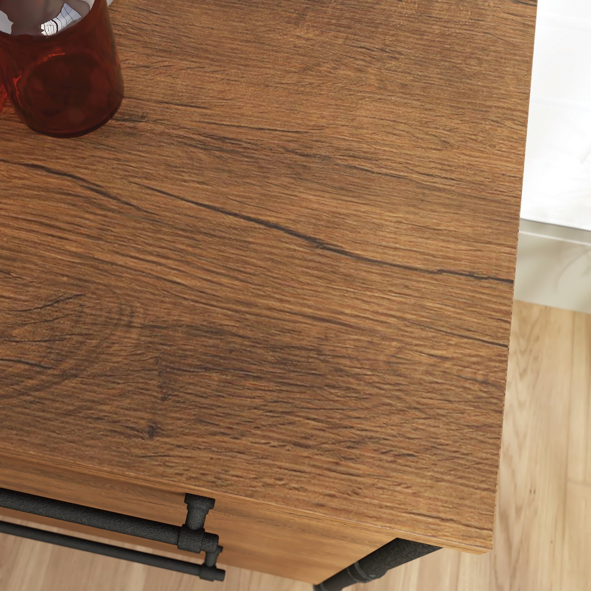 Sauder Iron City Industrial Interlocking 2 Drawer Lateral File Cabinet, Checked Oak Finish