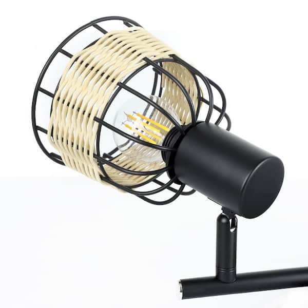 4 ft. 6-Head Balck LED Hard Wired Track Lighting Kit with Step Head