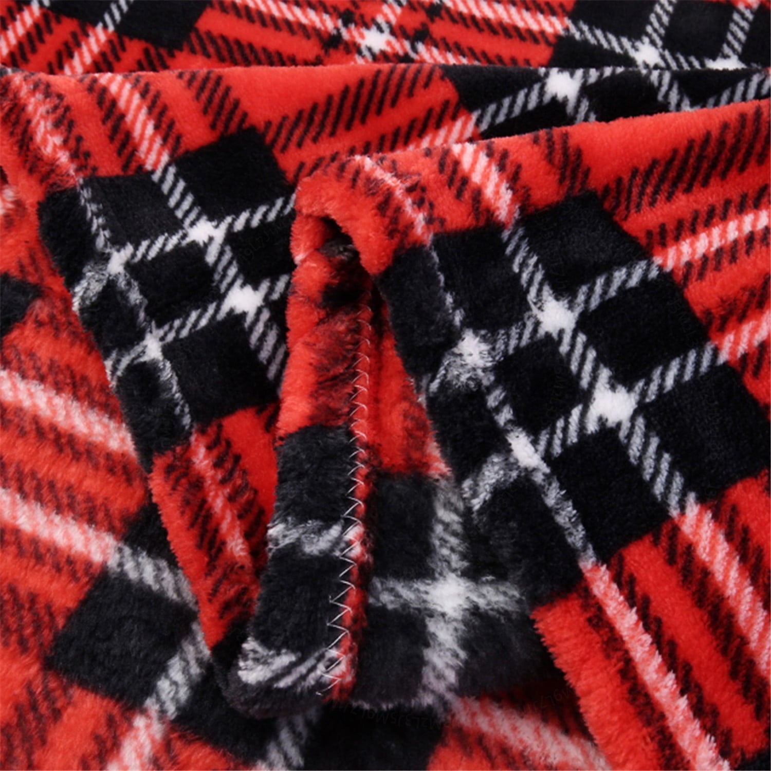 JML Fleece Soft Cozy Plush Throw Blanket, Red & Black Plaid, Standard Throw