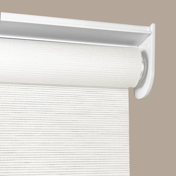 White Cordless Natural Weave Light Filtering Fabric Roller Shade 24 in. W x 72 in. L
