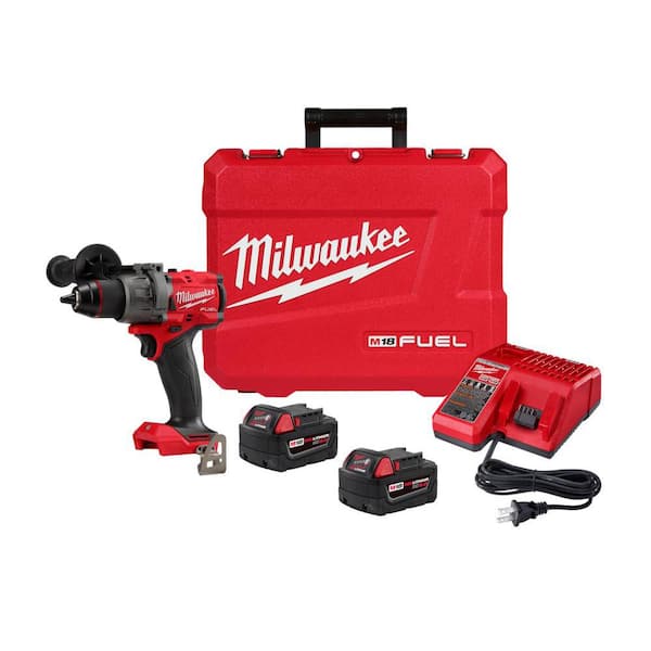 M18 FUEL 18V Lithium-Ion Brushless Cordless 1/2 in. Drill/Driver Kit W/(2) 5.0Ah Batteries, Charger, and Hard Case