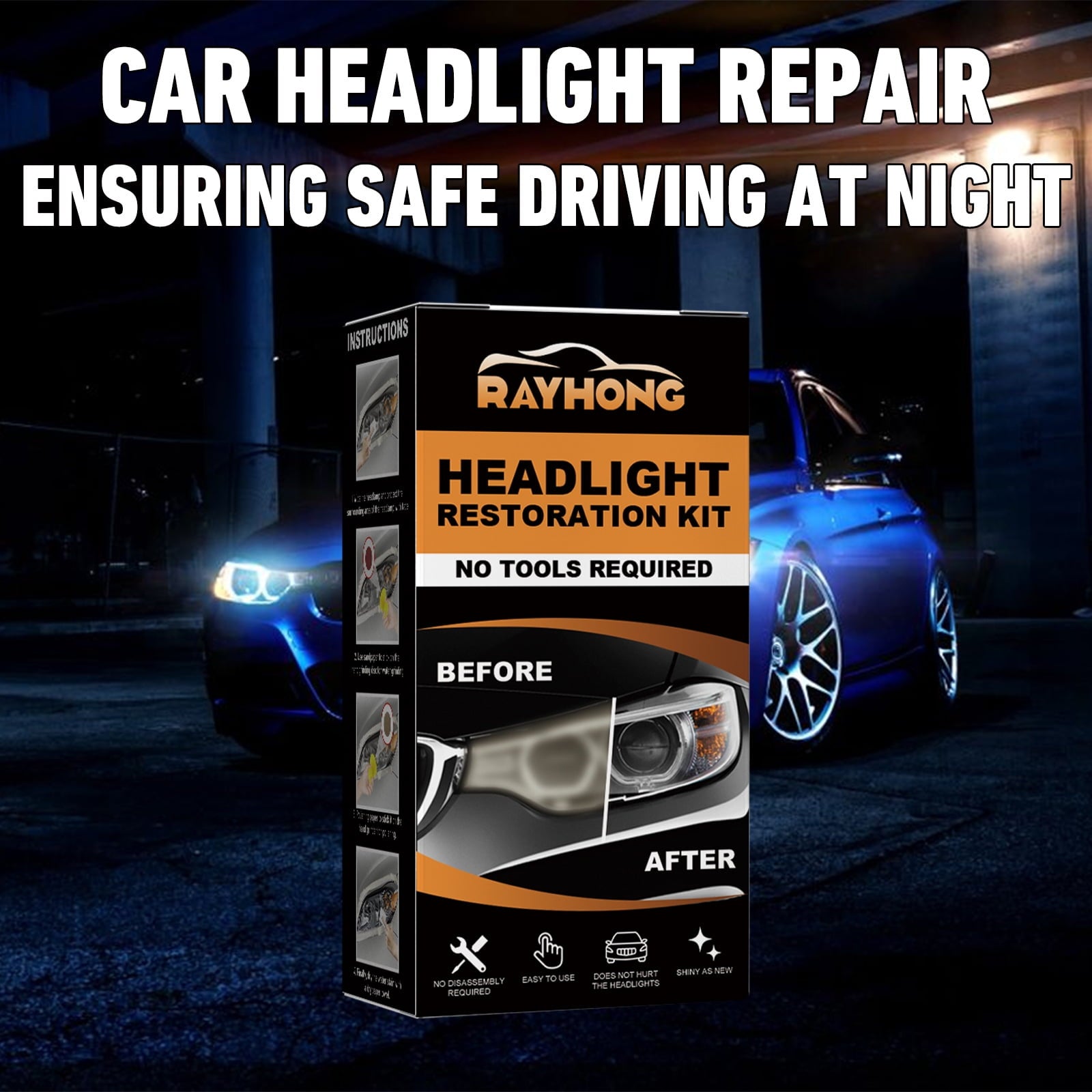 Automotive ceramic headlight repair kit, headlight lampshade repair, scratches, yellowing, polishing, renovation, brightening