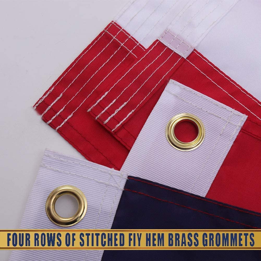 Small American Flag 2x3 ft, 100% Made In USA flag for Outside, Embroidered Heavy Duty US Flag Banners, Durable Nylon United States Flag with Sewn Stripes and Brass Grommets