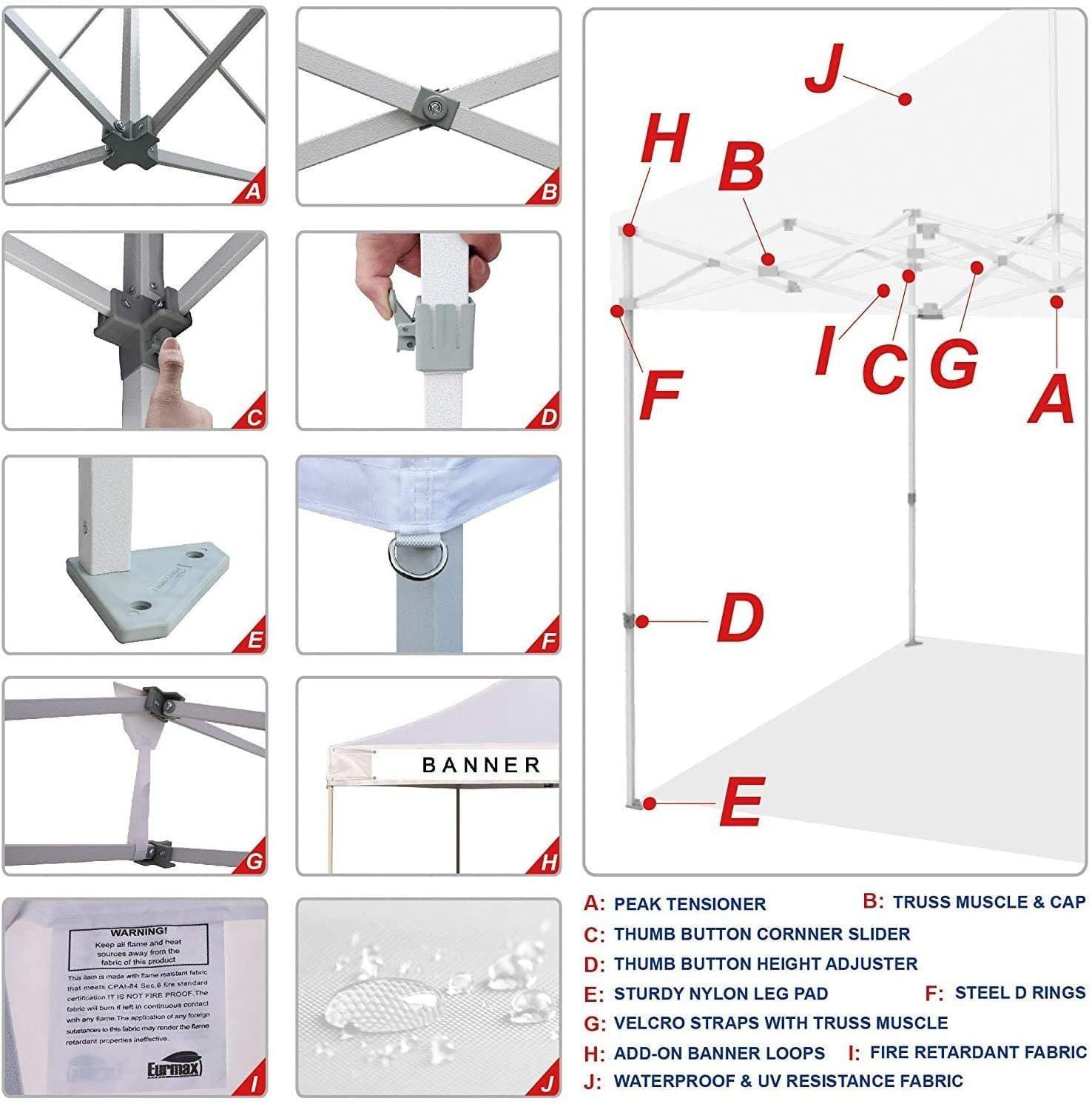Eurmax 8x12 Ez Pop up Canopy Tent Purple Commercial Tent（60LBS,8x12FT）