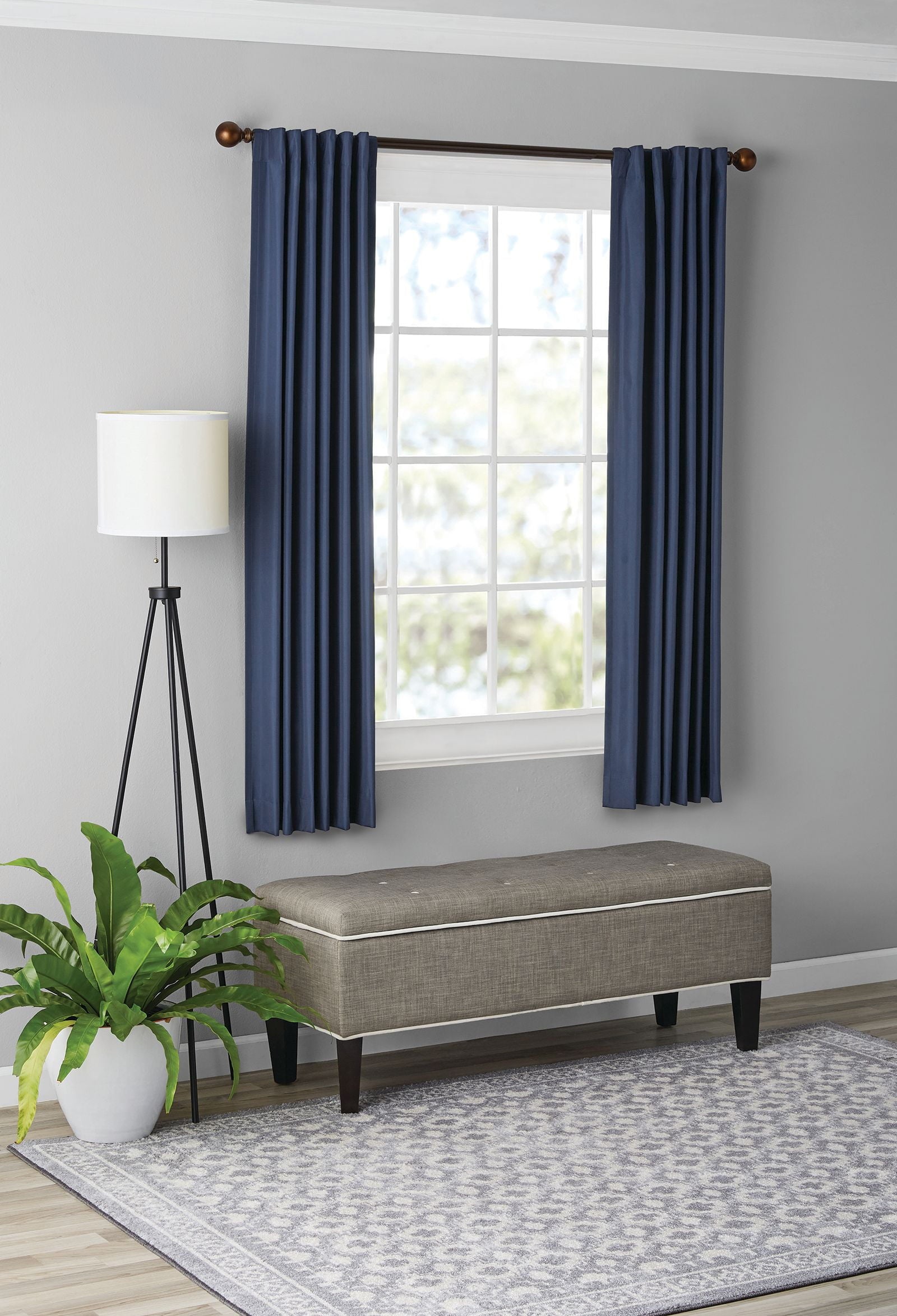 Mainstays Navy Blue Blackout Rod Pocket Panel Curtain, 50 in x 63 in