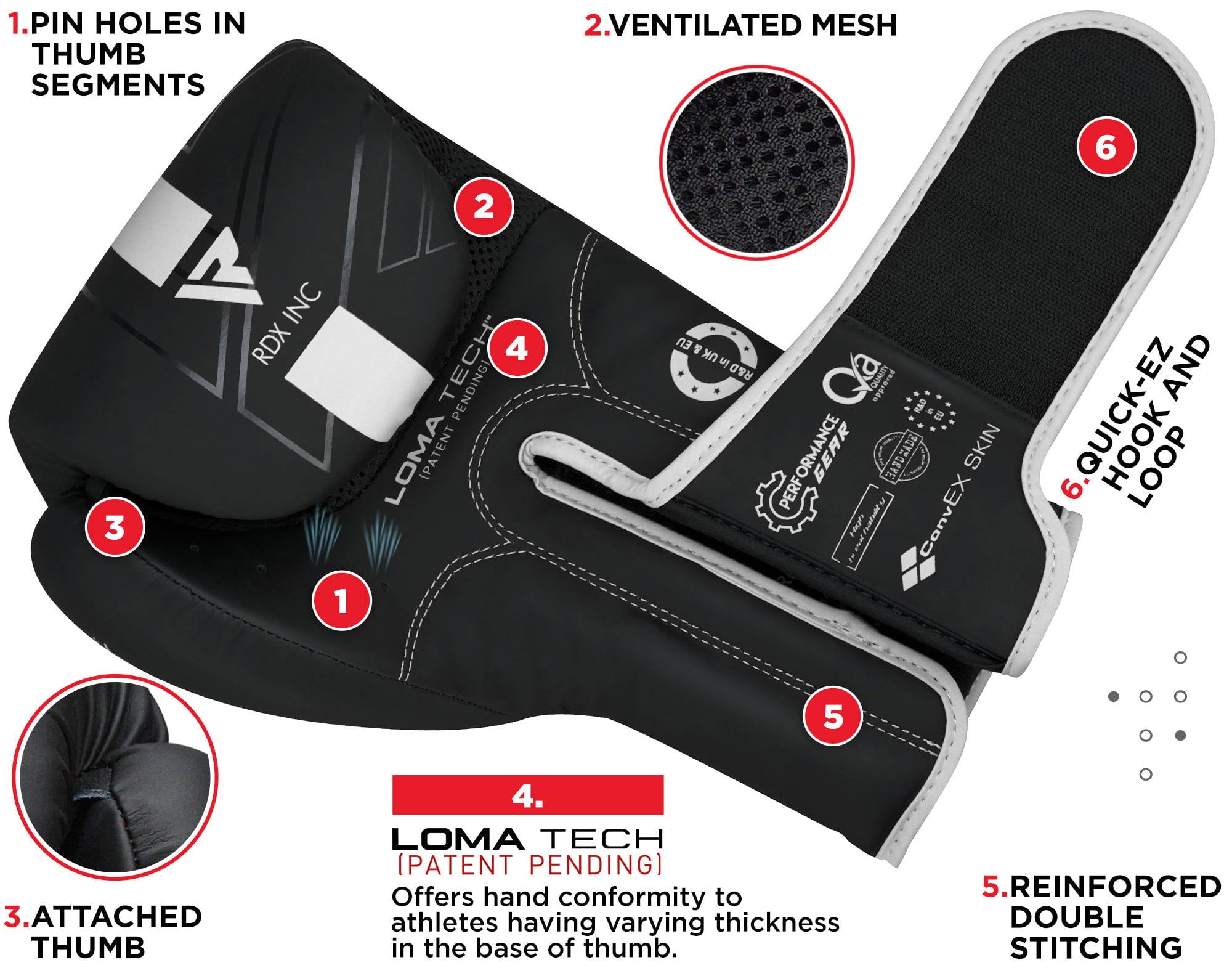 RDX Boxing Gloves Sparring, KARA Patent Training Mitt, MMA, White ,10oz