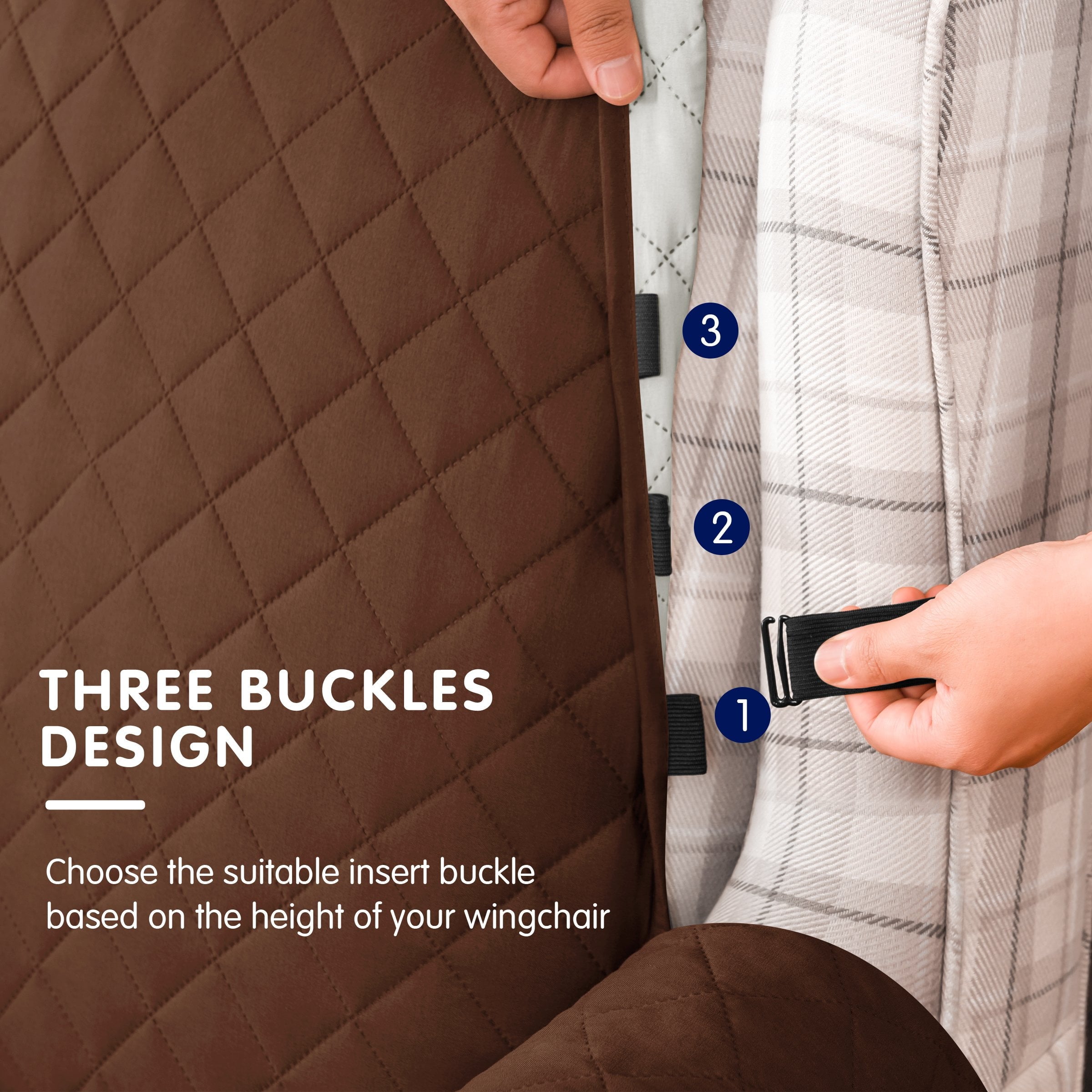 Subrtex Reversible Wing Chair Cover Wingback Armchair Slipcovers,Chocolate