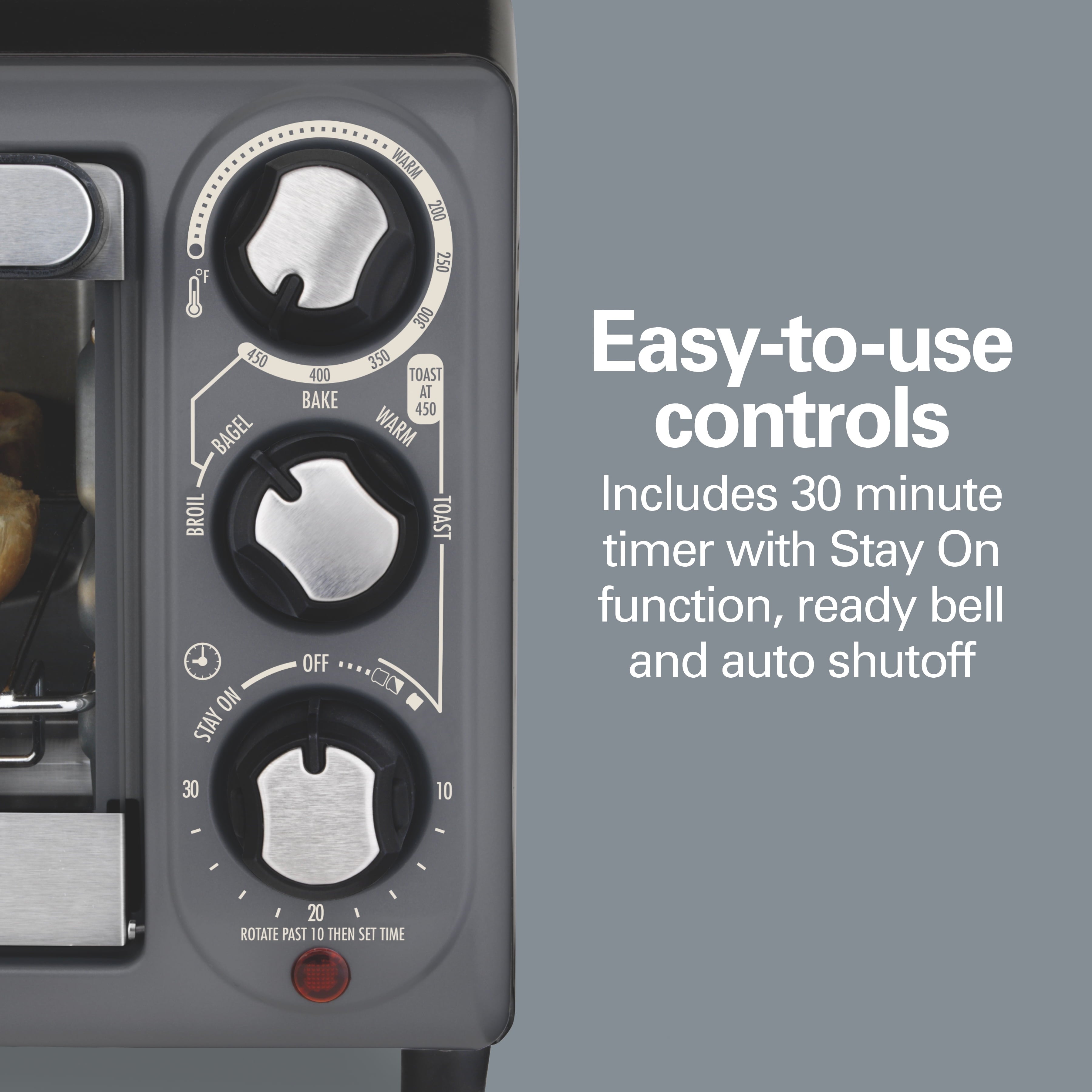 Hamilton Beach Toaster Oven, Black with Gray Accents, 31148