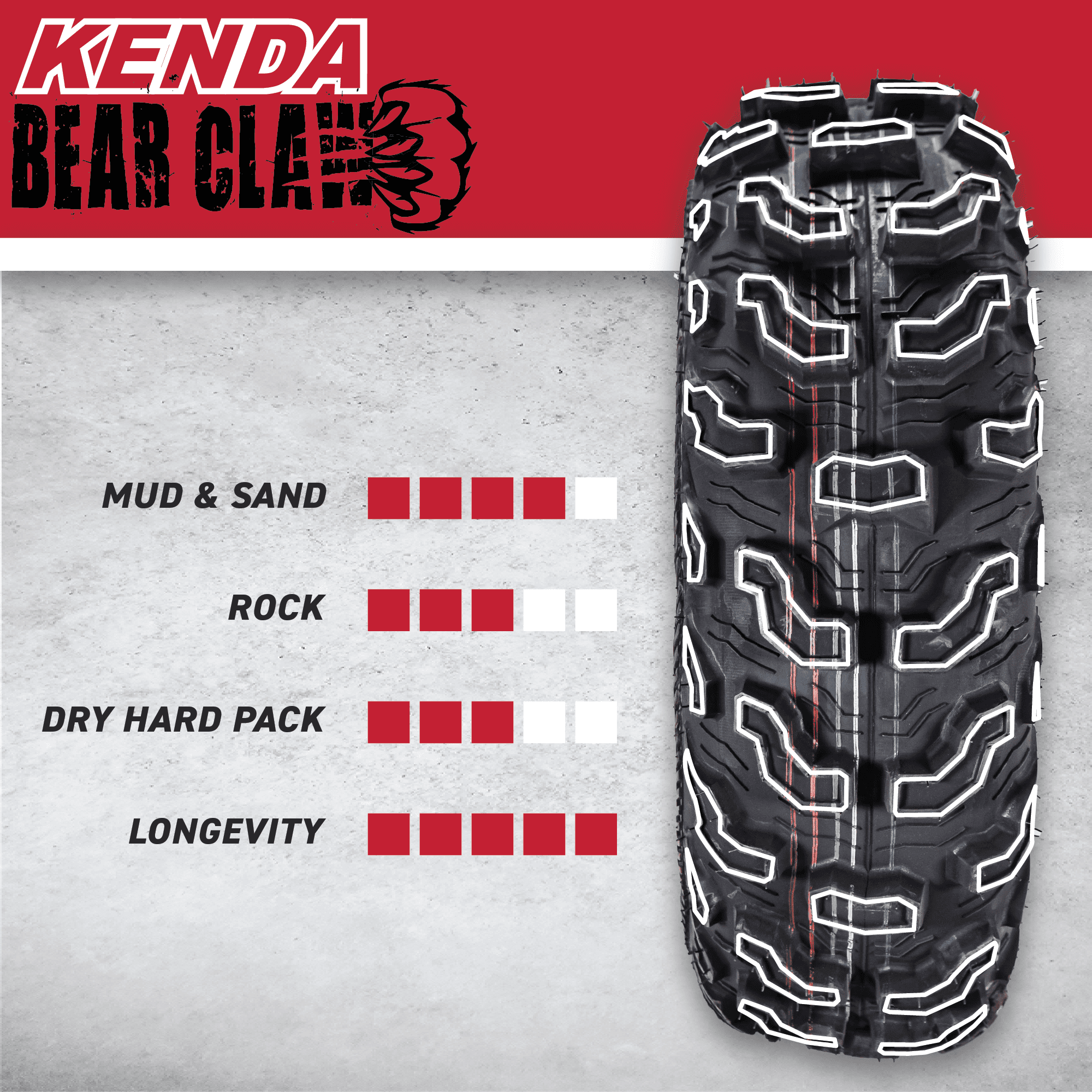 Kenda Bear Claw EX K573 22x8-10 F 22x11-10 R ATV 6 PLY Tires Bearclaw 22x8x10 22x11x10 (4 Pack)