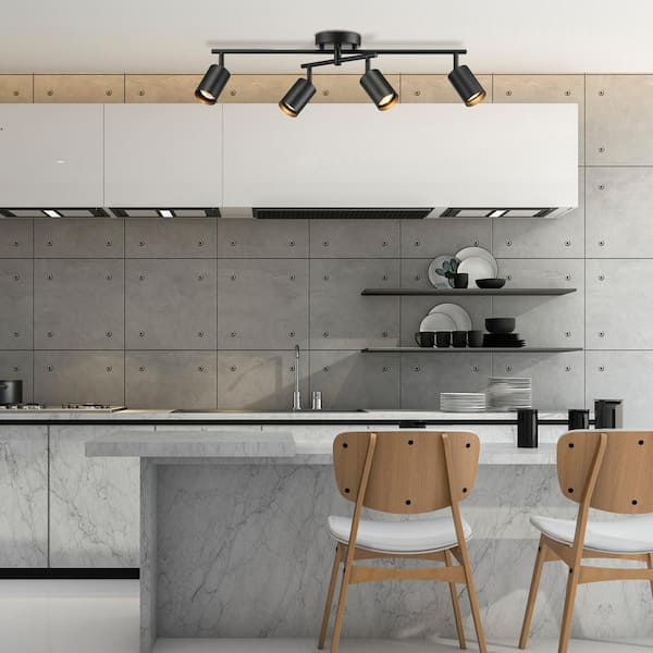 Miller 2.16 ft. 4-Light Matte Black Fixed Track Lighting Kit